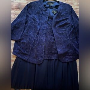 Alex Evenings Royal Blue Jacket Shimmering Plus size Dress 24W